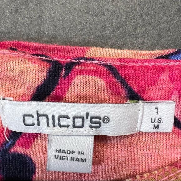 Chicos medium Linen Floral Ruched Sleeve Tee - Picture 13 of 16